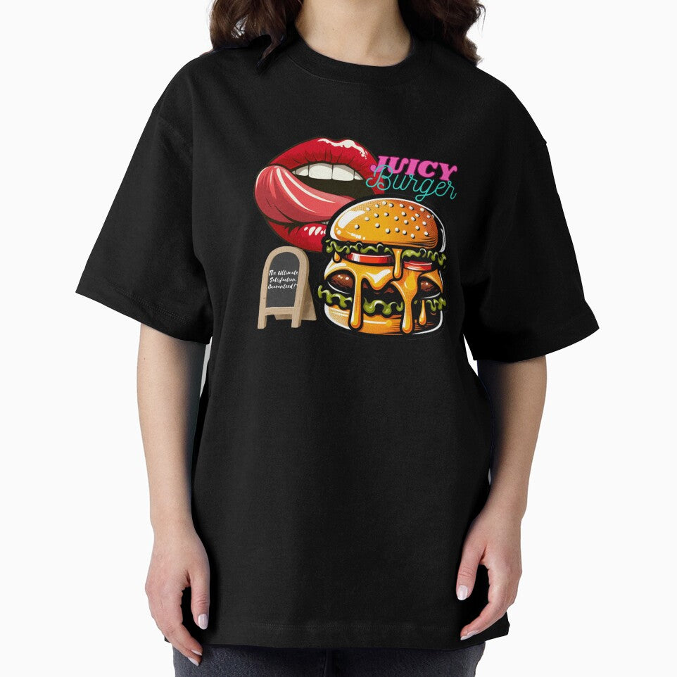 Juicy burger, The ultimate satisfaction guaranteed! by DShirtRepublic