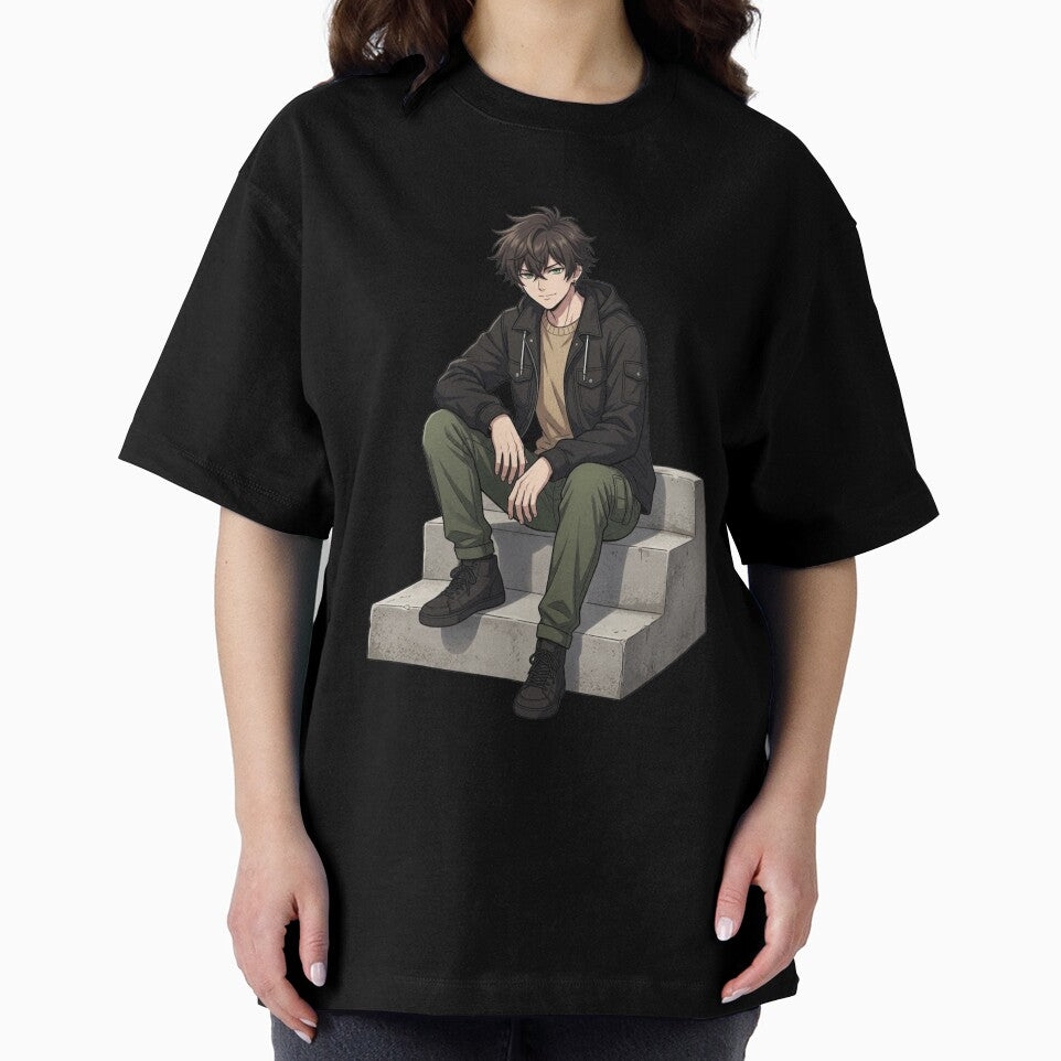 KAIRO Sitting Anime Streetwear Character – Urban Chill Style by Brightstudio00