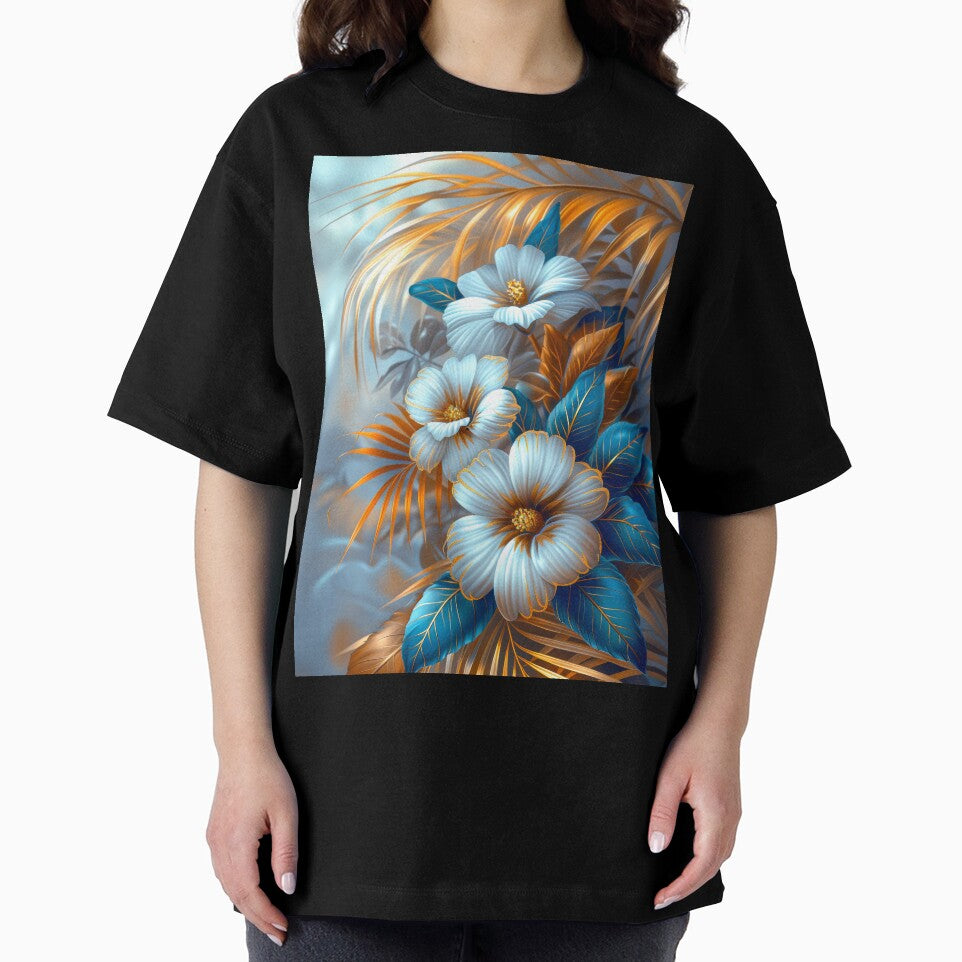 Blue and Gold Tropical Flowers by MargaretWiktor