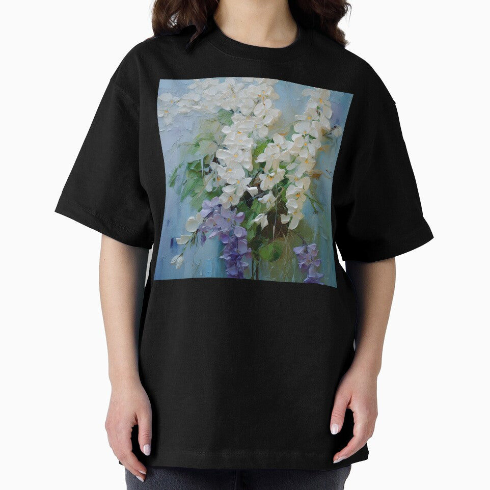Lilac Hues And White Floral Impasto-Style Art by DEC02