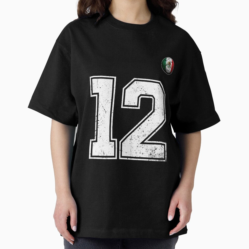 Number 12 Mexico Flag Football Fan by BernoNickel