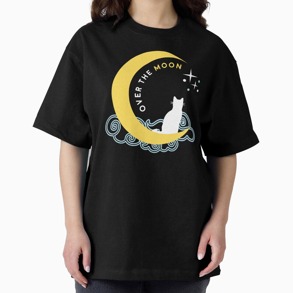 Over the moon cat mooncat minimalist tattoo art by Artyselley