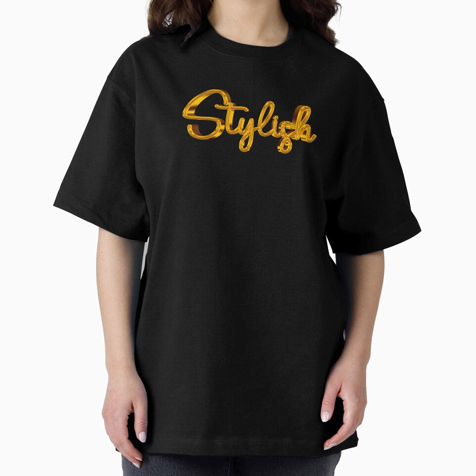 The Word Stylish in Shiny Gold Script Typography by Cawaiico
