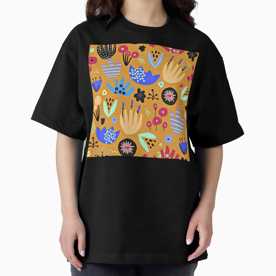 Modern Floral Blue And Butterscotch Hues Abstract Designs by DEC02