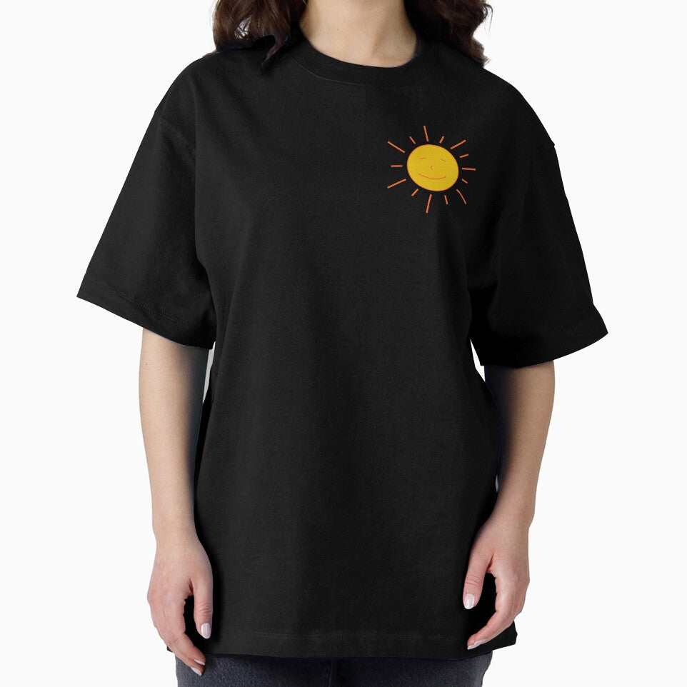 Relaxed friendly yellow sun with face on yellow background by sopfanna