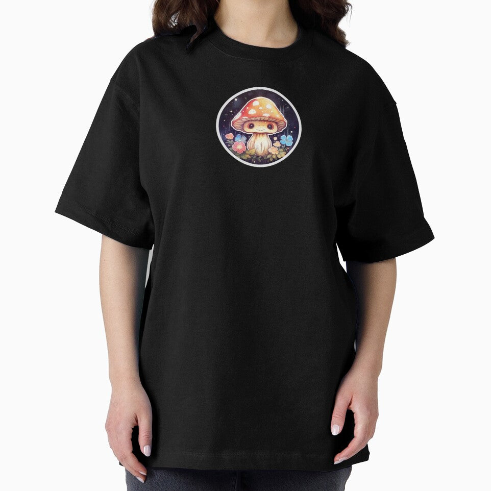 Trippy Anime Mushroom | Black Watercolour | Happy, Cute, Happy, Smiling, Aesthetic, Manga, Fungus, Fungi, Nature, Japanese, Cartoon, Love, Shroom, Toadstool, Cottagecore by FantasySoul