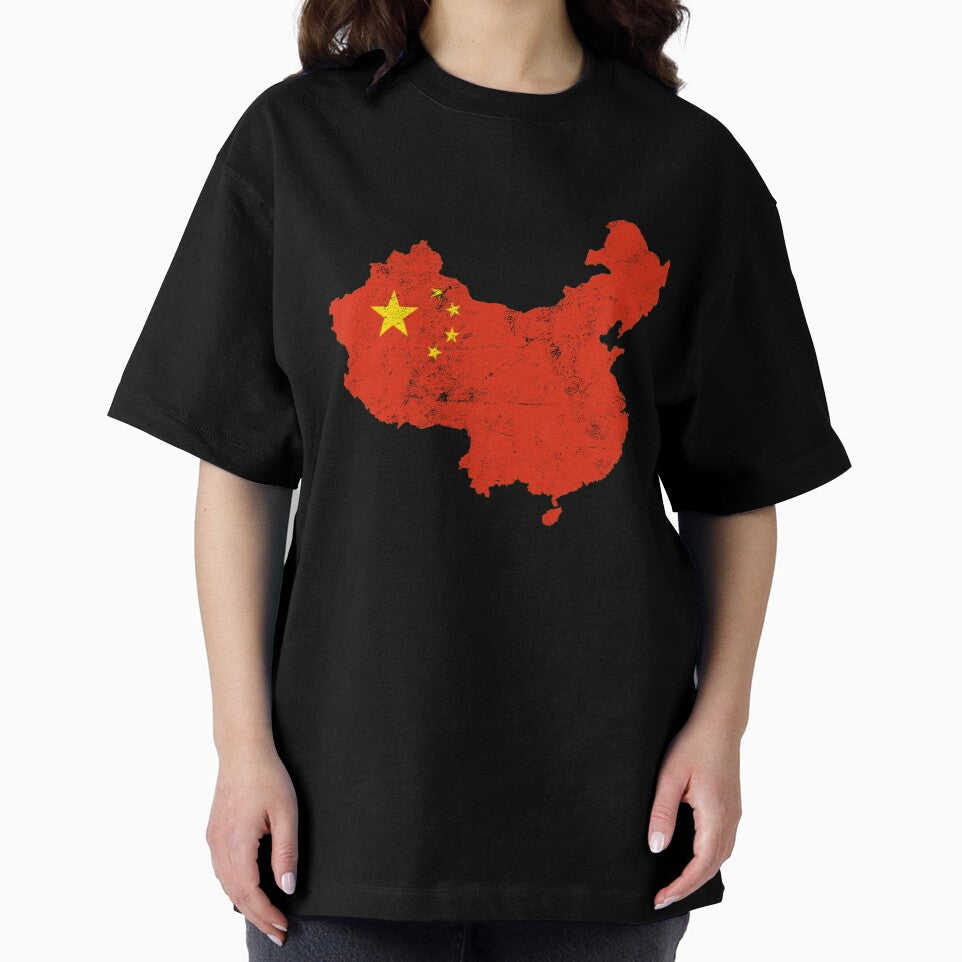 China Flag Map tshirt distressed vintage by farhanhafeez