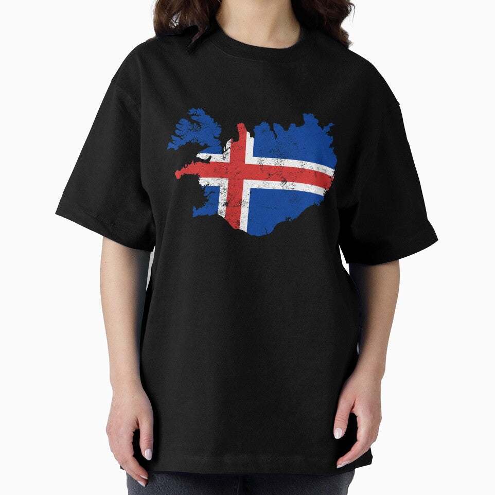 Iceland Flag Map tshirt distressed vintage by farhanhafeez