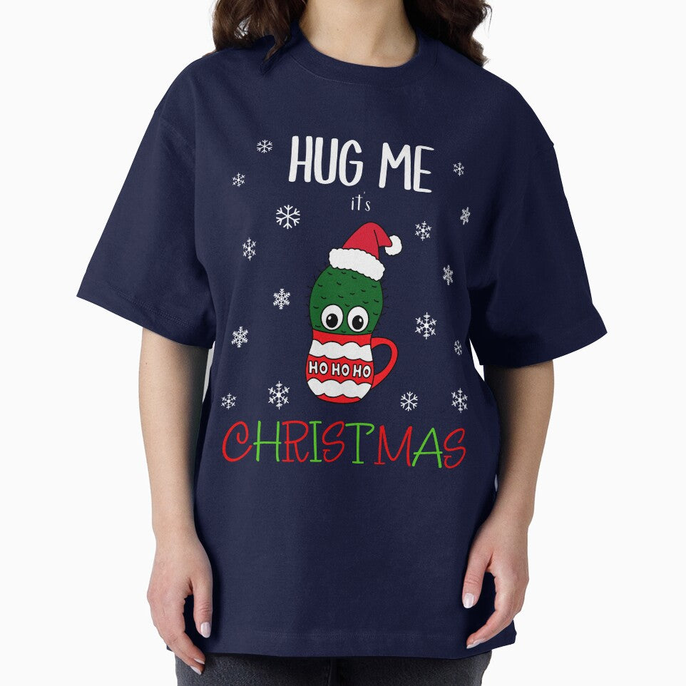 Hug Me It's Christmas - Cactus With A Santa Hat In A Christmas Mug by DreamCactus