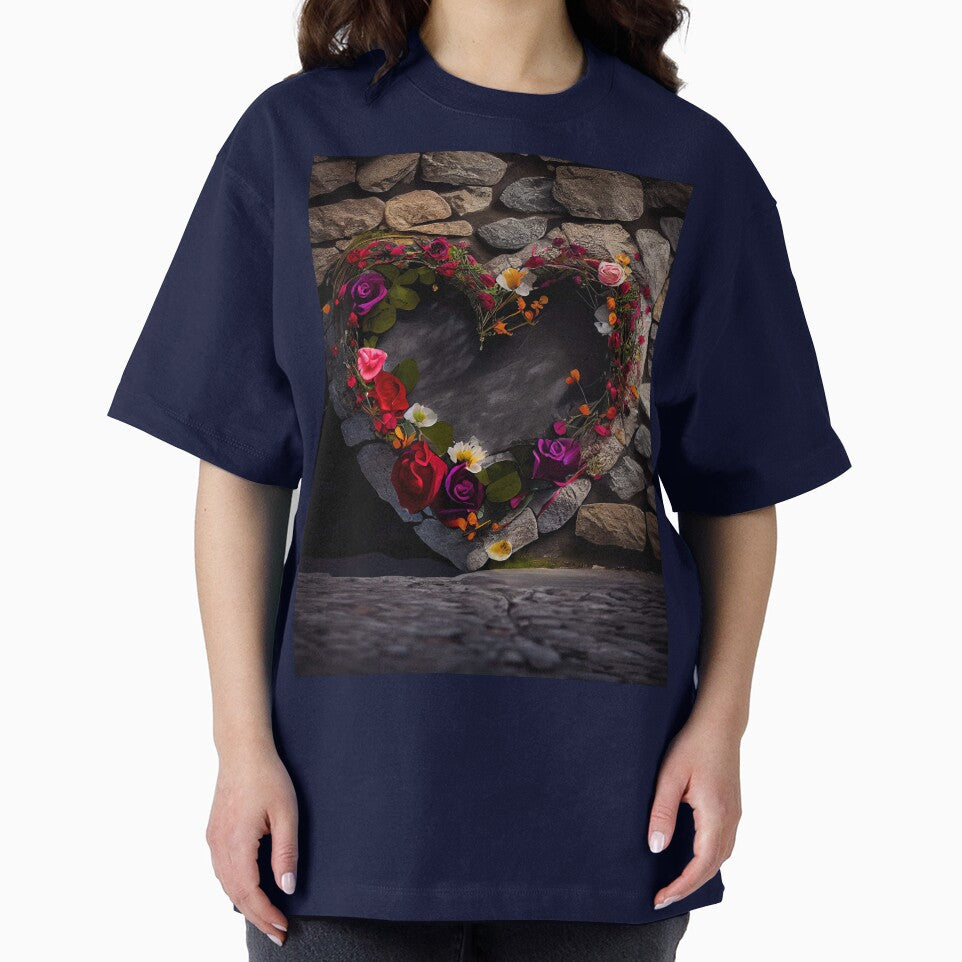 floral heart ring design on a stone wall 3 both vintage and modern floral wallpaper background new for 2023 by GeoffBeattie