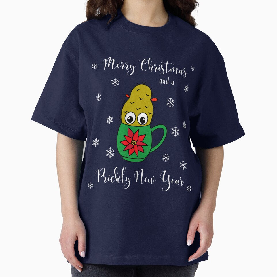 Merry Christmas And A Prickly New Year - Small Christmas Cactus In Poinsettia Mug by DreamCactus