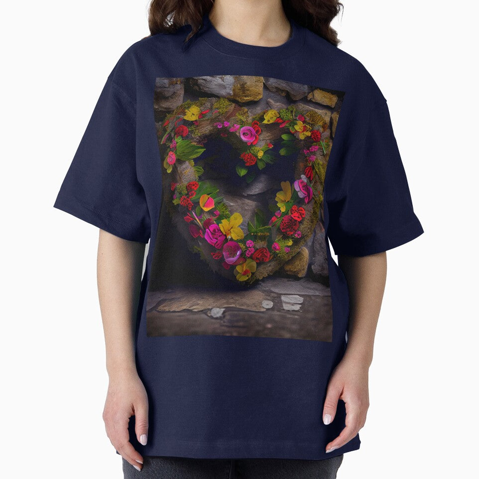 Floral heart ring design on a stone wall 11 both vintage and modern floral wallpaper background new for 2023 by GeoffBeattie