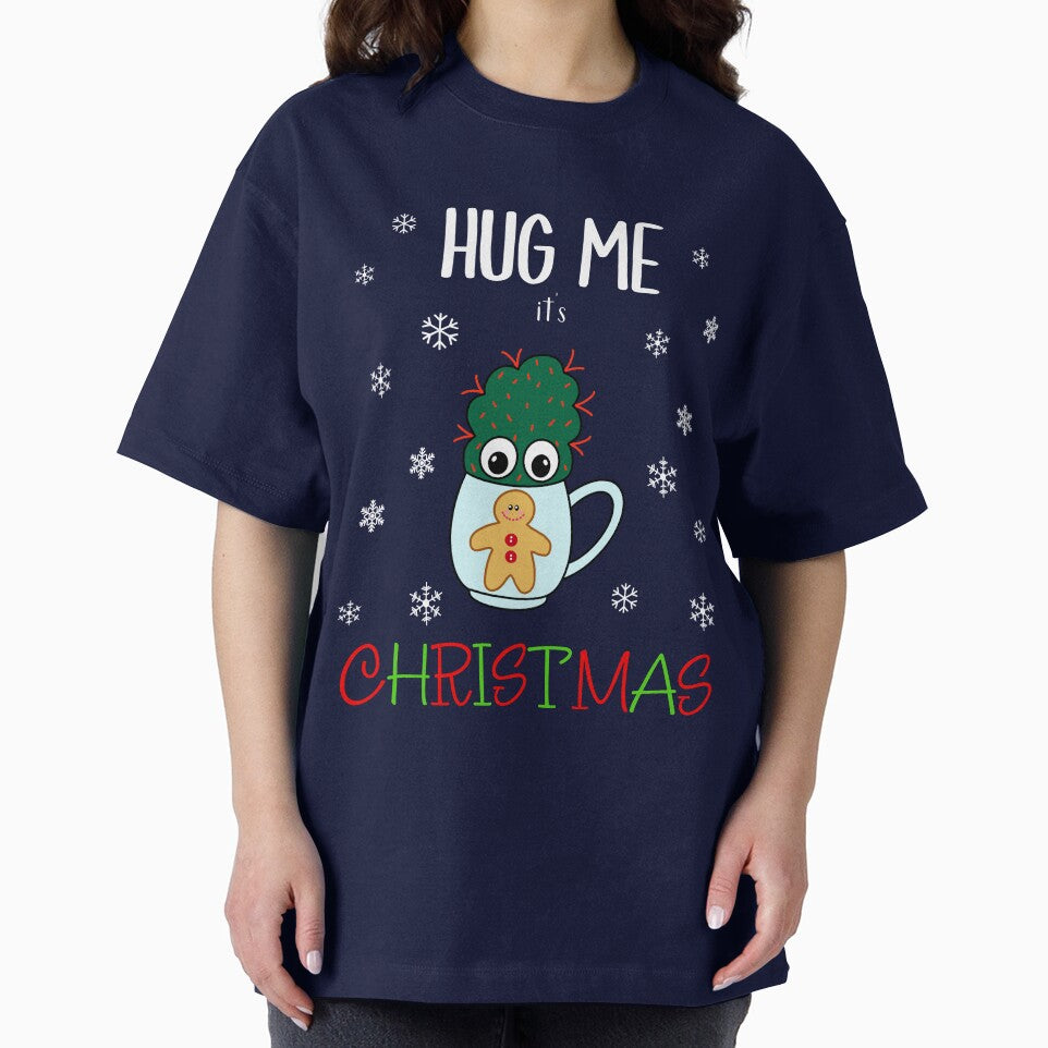 Hug Me It's Christmas - Small Cactus With Red Spikes In Christmas Mug by DreamCactus