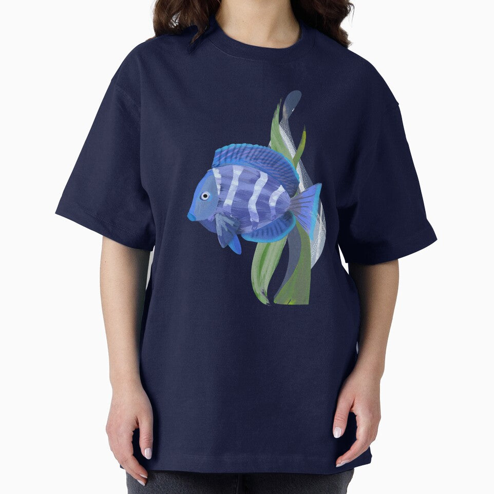 Bright blue tropical fish watercolor illustration - Caroline Laursen Original by Caroline Laursen