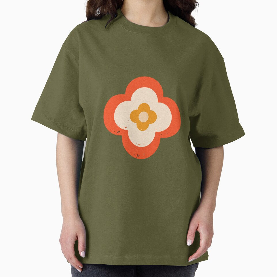 Mod 70s Floral Daisy Orange - Mid Century Floral by susycosta