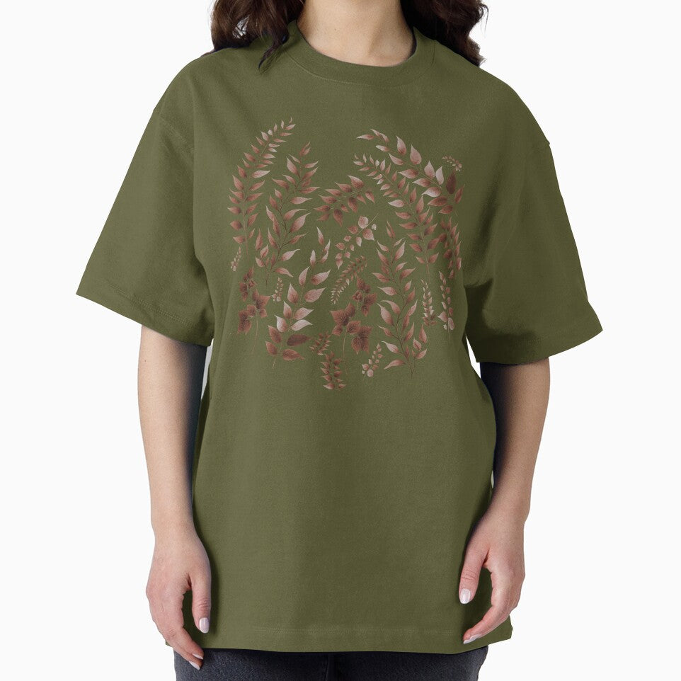 Greenery Botanical Print Brown and Cream by SilverPegasus