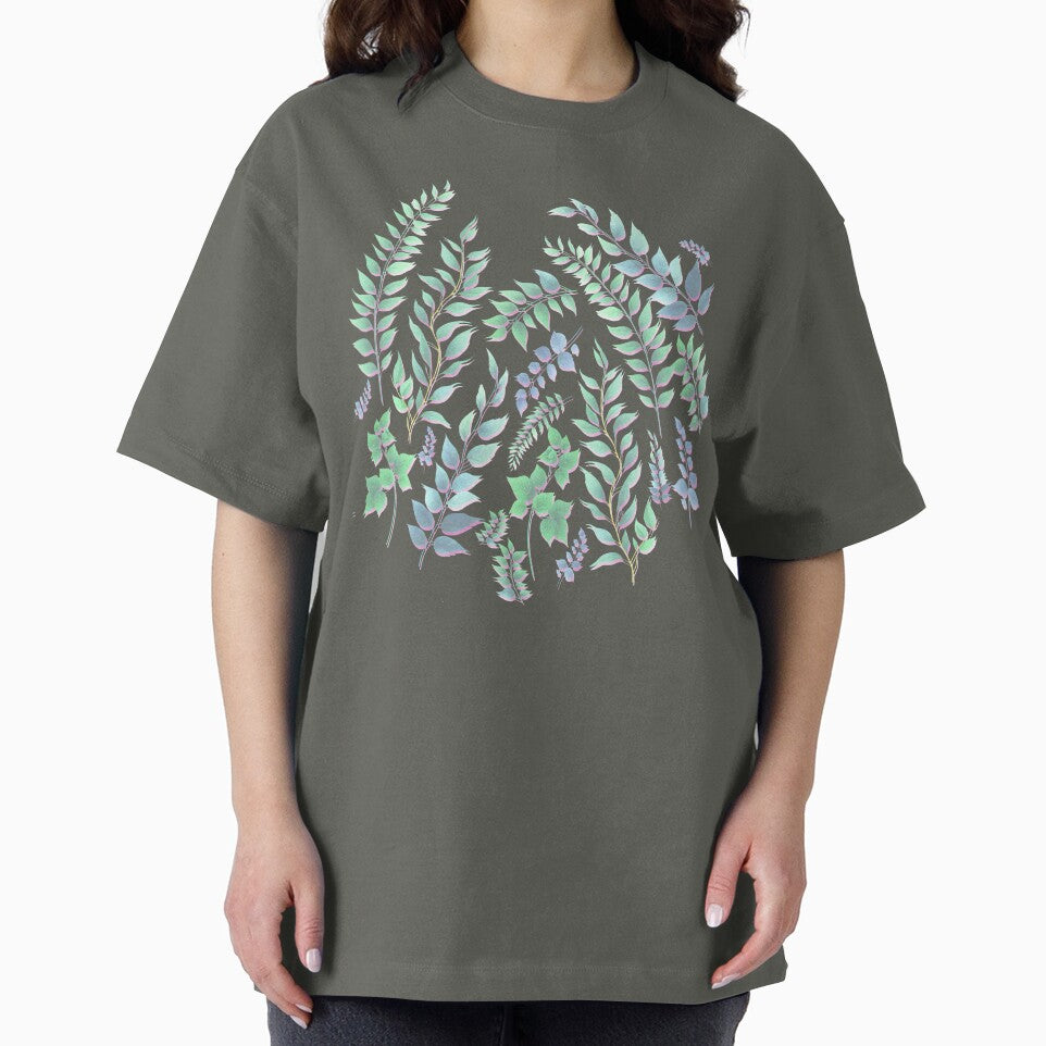 Greenery Botanical Print Green and Pink by SilverPegasus