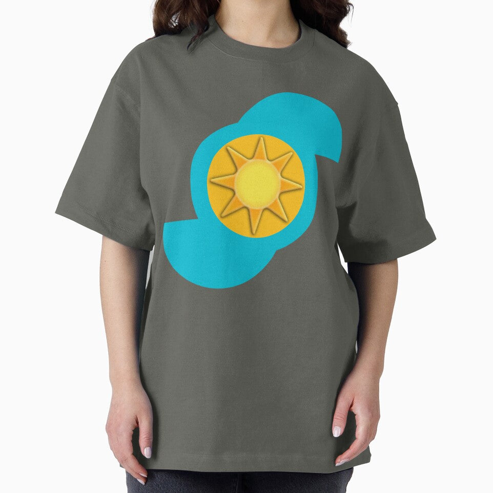 Vibrant Yellow Sun Logo with Blue Waves - Modern Abstract Solar Emblem for Stickers & Tees by Faali950
