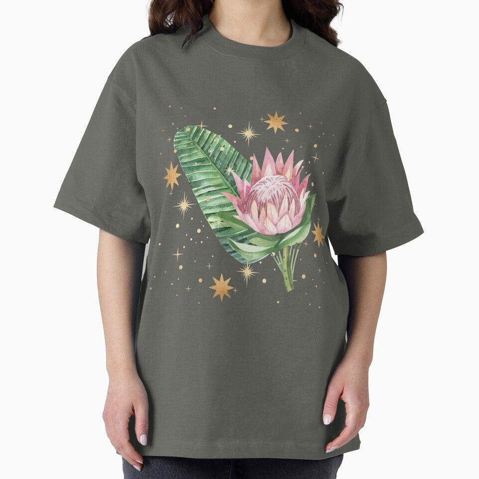 Magic Stars and Tropical Bouquet Palm Leaf - Navy by Breece