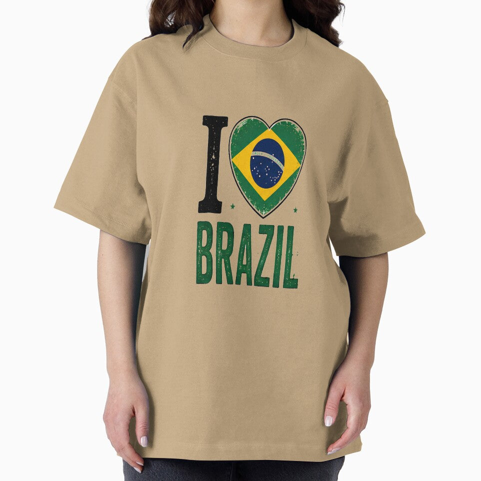 I Love Brazil Retro Distressed Flag Heart Heritage by PACS0011