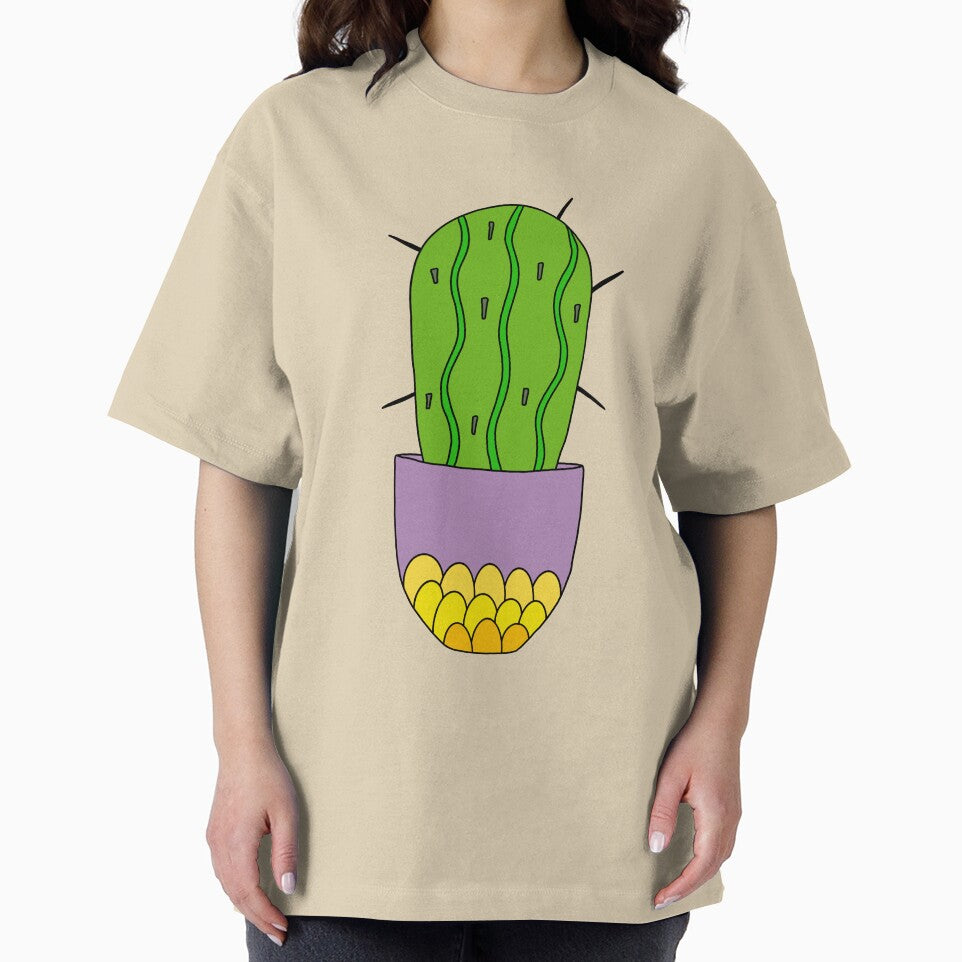 Cute Cactus Design #115: Big Spiky Cactus In A Scalloped Pot by DreamCactus