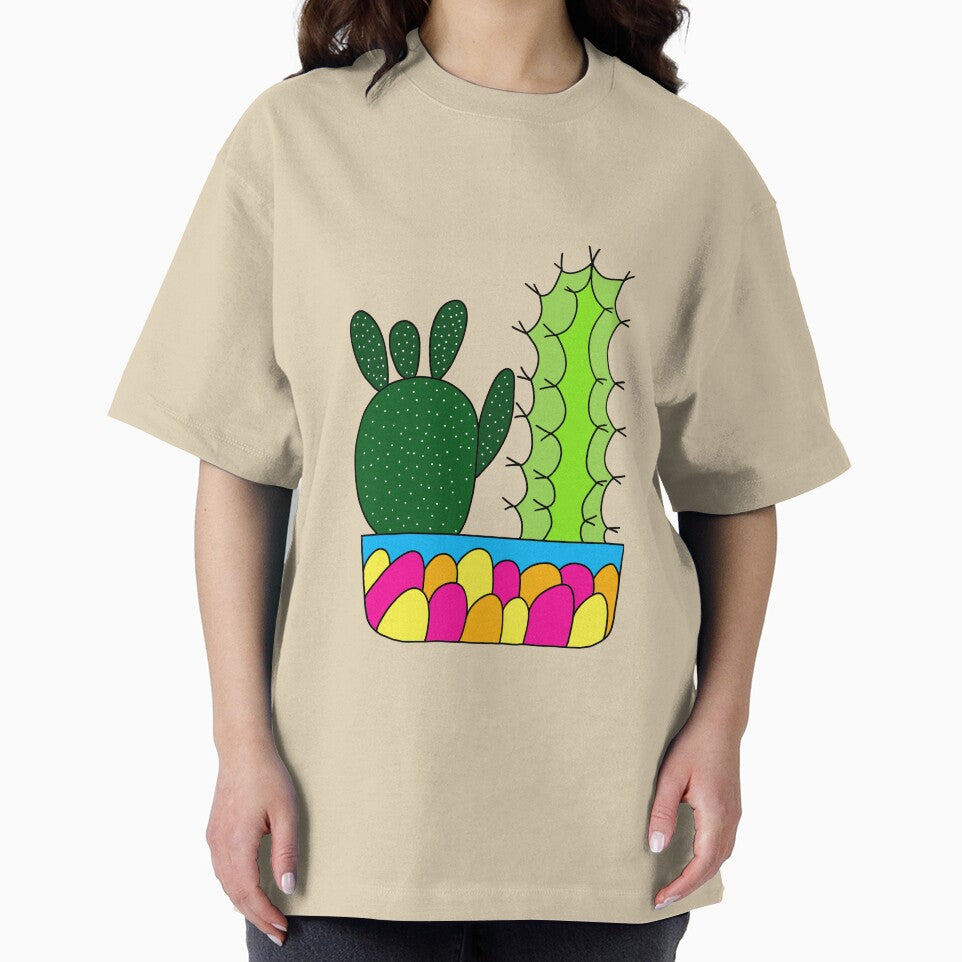 Cute Cactus Design #91: 2 Cacti Types In A Colorful Pot by DreamCactus