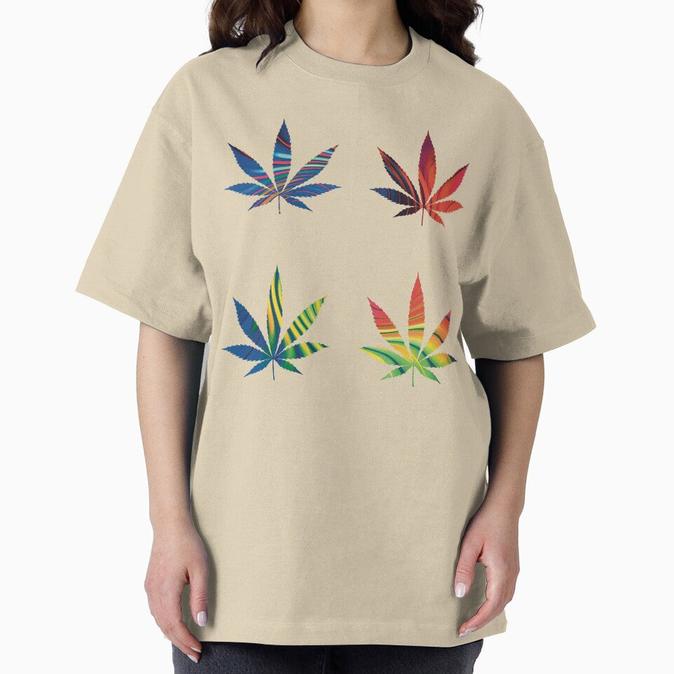 Psychedelic Colors Marijuana Leaf Pattern 4 Sticker Multipack Version 21 by YomeHayin