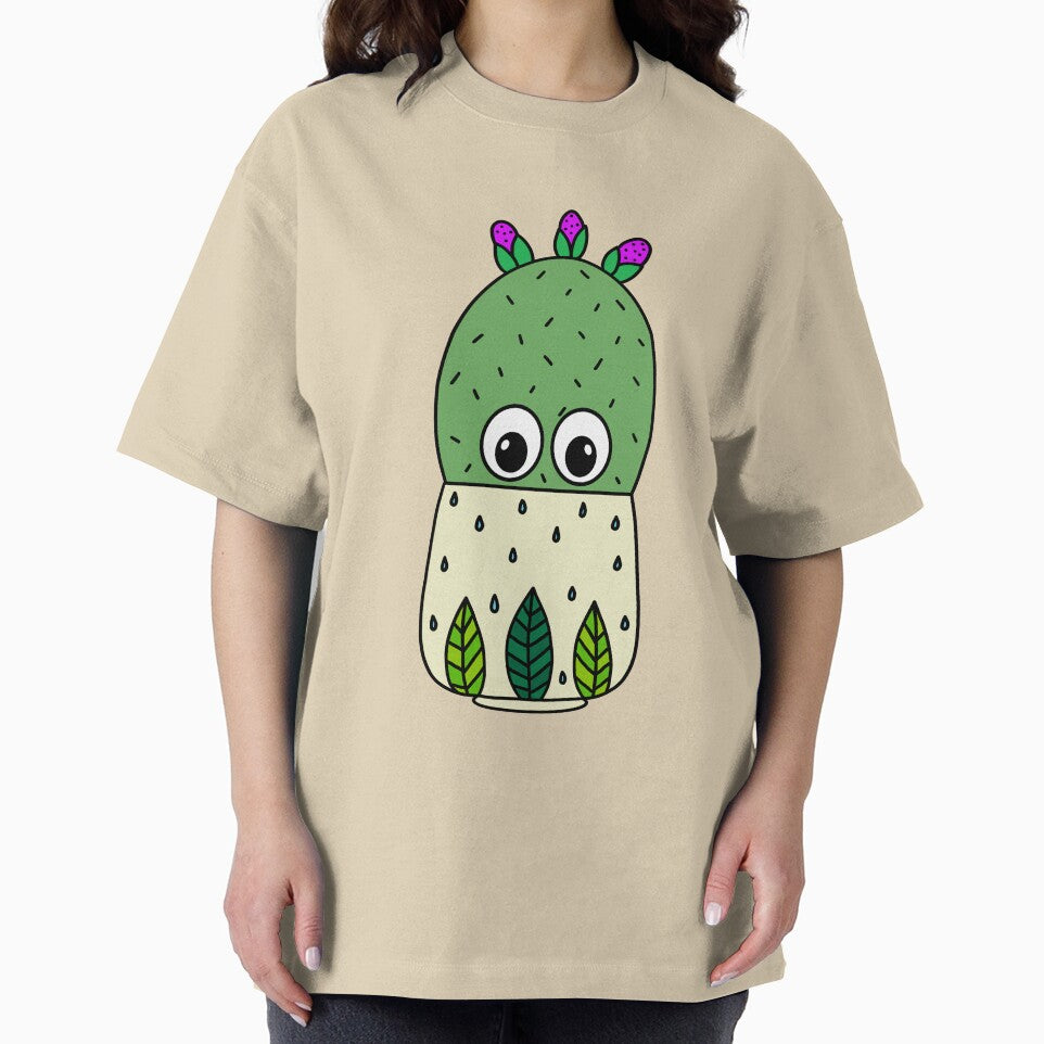 Cute Cactus Design #352: Prickly Pear Cactus In Leafy Pot by DreamCactus