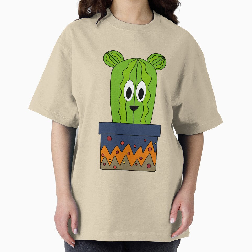 Cute Cactus Design #139: Happy Cactus In A Patterned Pot by DreamCactus