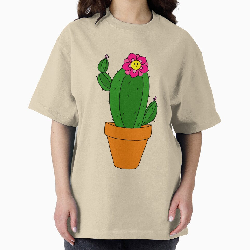 Cute Cactus Design #169: Cactus With Cute Pink Flower In Terra-cotta Pot by DreamCactus