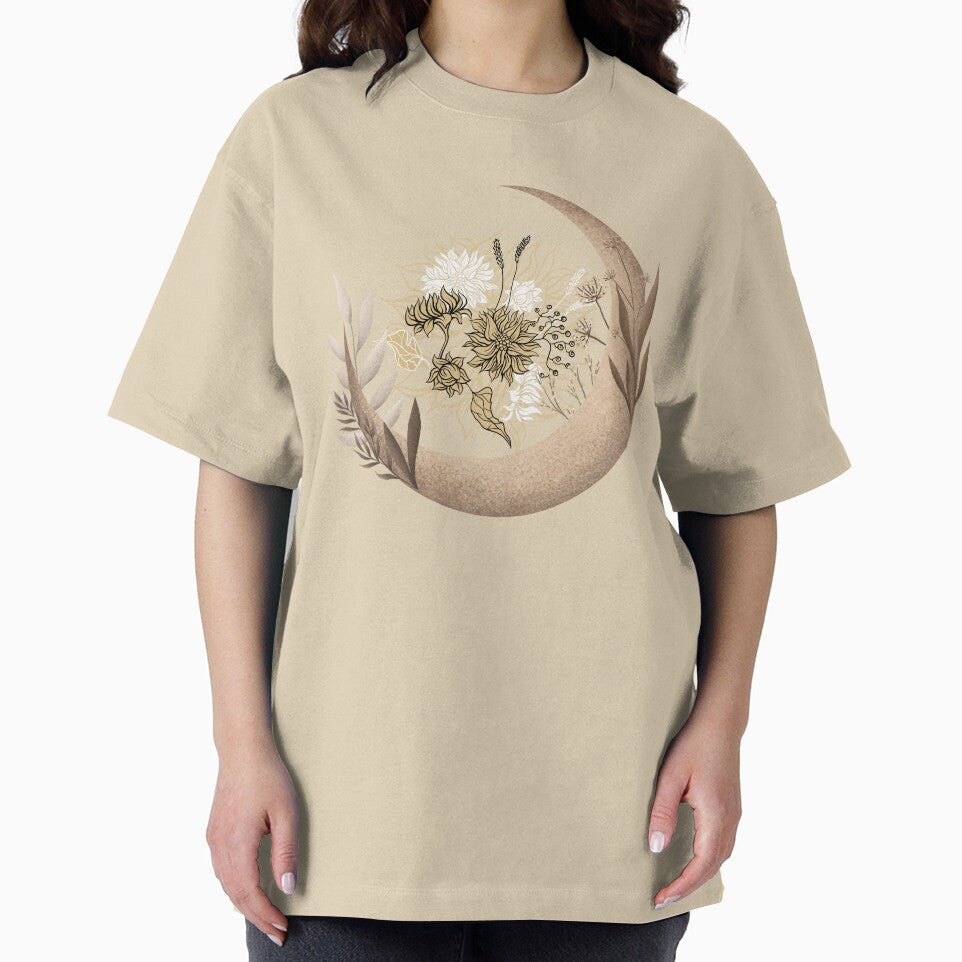 Floral Moon Shirt,Moon Lover Shirt , Moon Flower Shirt , Plant Lover Shirt, Mystical Shirt, Wildflower Shirt, Moon with Magic Flowers Shirt by LIQA