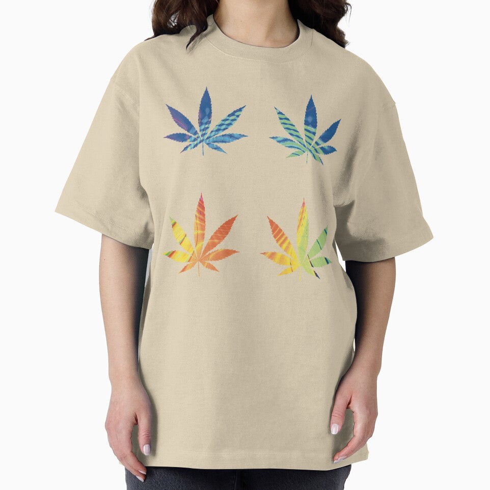 Psychedelic Colors Marijuana Leaf Pattern 4 Sticker Multipack Version 15 by YomeHayin