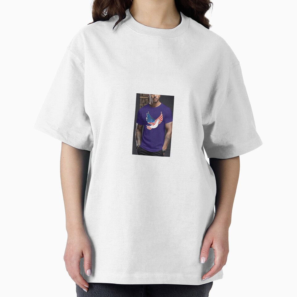 Casual Men's Tee with American Flag Dove Design by Chukszy1