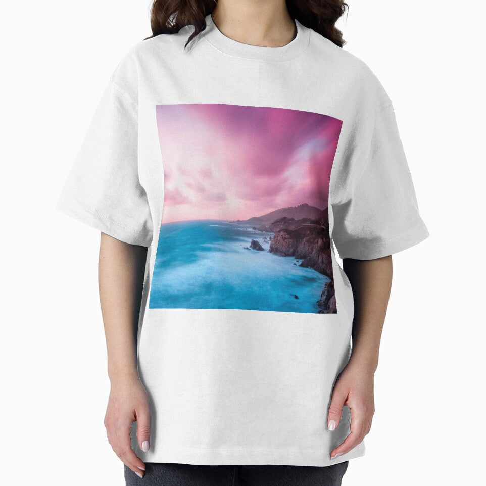 Pink Sunset Blue Ocean by newburyboutique