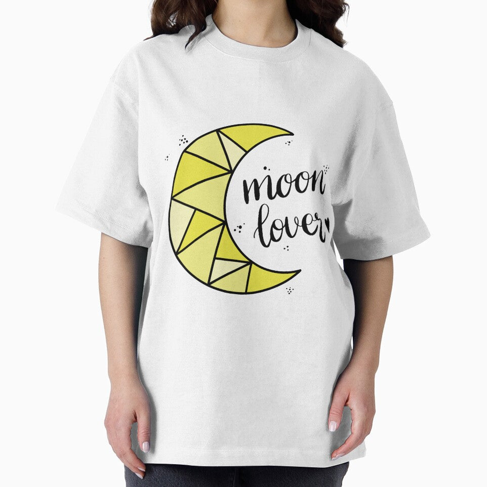 Yellow Geometric Moon Lover Hand Lettering by ContempoCrystal