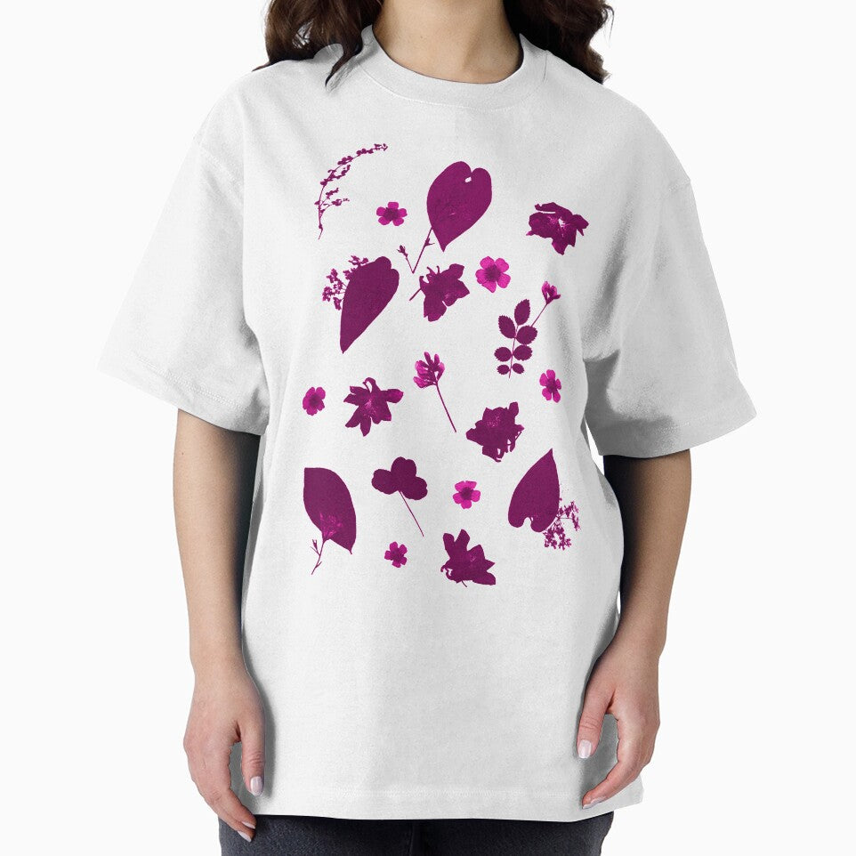 Pink Floral Pressed Flower and Leaf Pattern by Ivy Lily Art