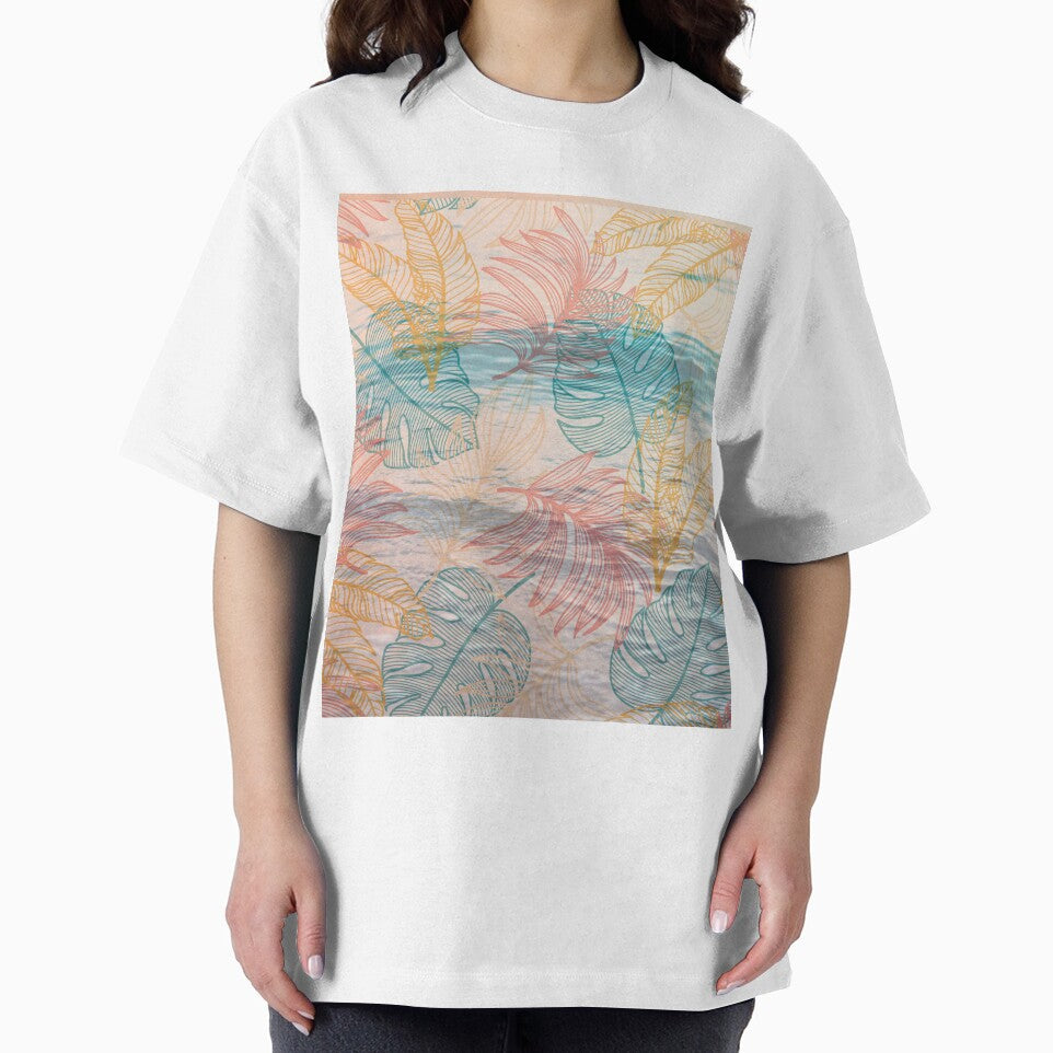 pastel ocean with colorful leaf pattern by Beeroclock
