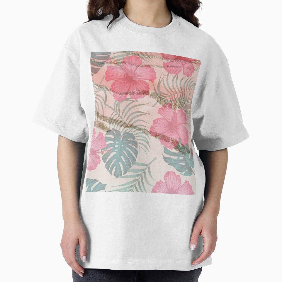 pretty pink tropical flower leaf pattern by Beeroclock