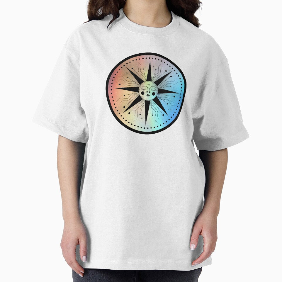 Modern Holographic Celestial Boho Style Sun Face by OnyxMoonDesigns