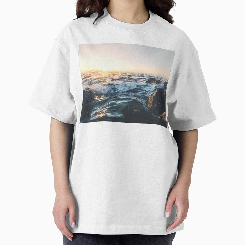 Golden Ocean Sunset Over Rocks – Serene Coastal Glow by EK-World