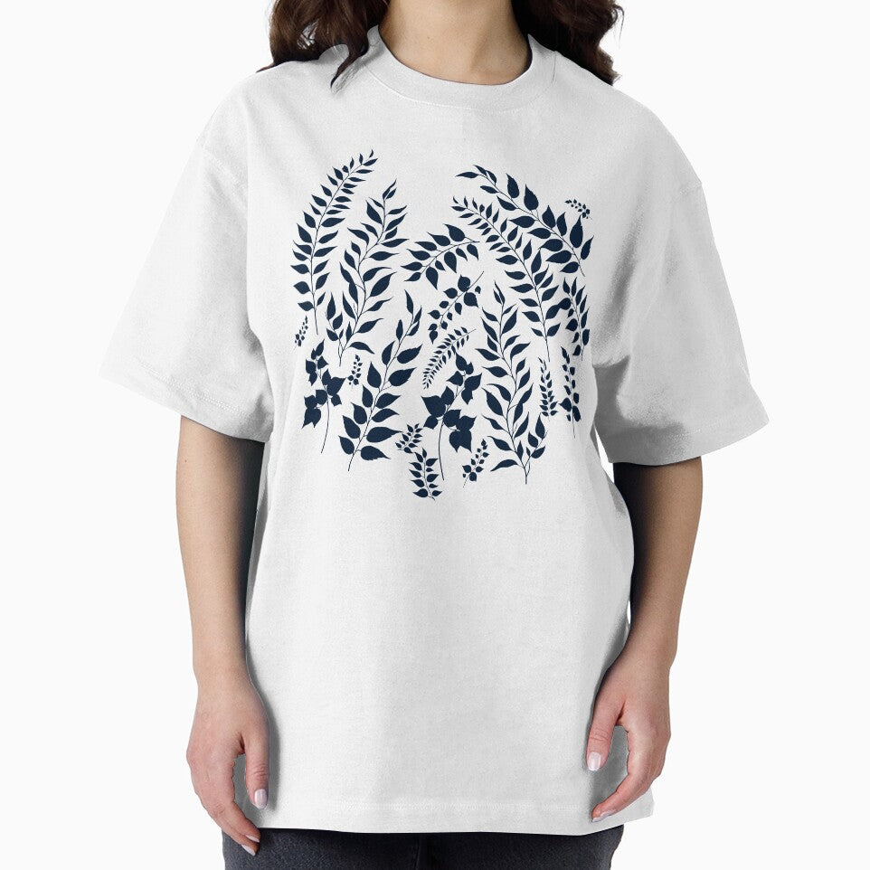 Greenery Botanical Print Navy Blue Leaves by SilverPegasus