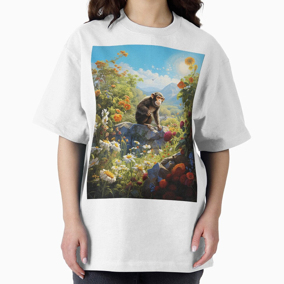 Monkey in a Colourful Garden Poster by WSMonkeyPosters