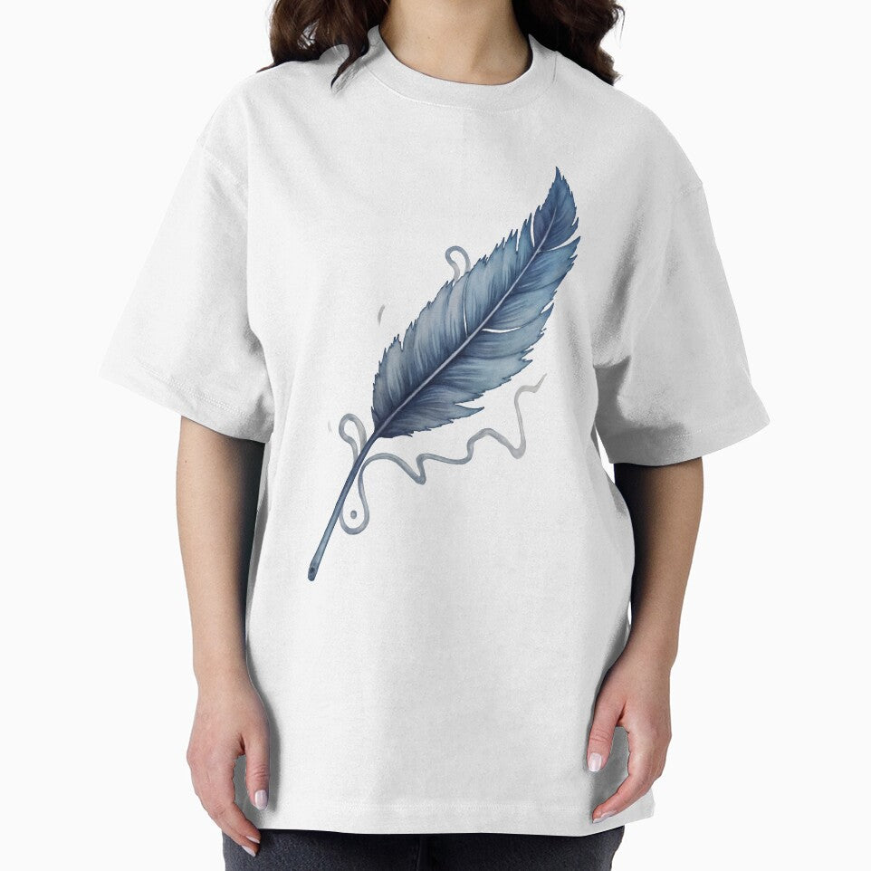 Elegant blue feather with artistic ink splashes creative design by Creative88Art