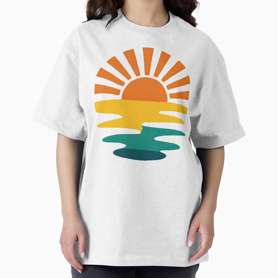 Retro Sunset Beach Minimalist Design by ArtfulWeave