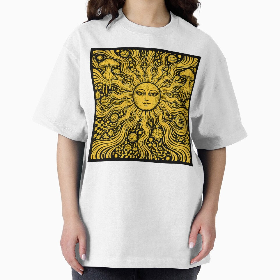 Psychedelic Sun Rays Abstract Cosmic Trippy Black Yellow Art by DrizzyV