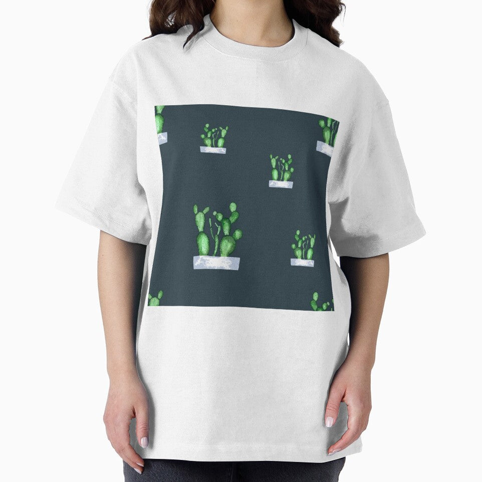 Cactus green seamless pattern a watercolor sketch blue by Yana Mustafina | Boho Soulful Designs