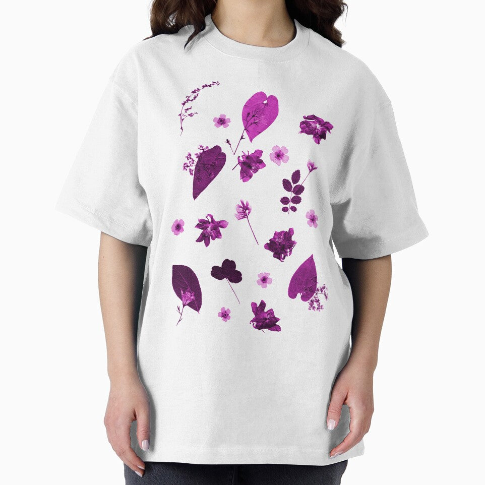 Purple Floral Pattern Pressed Flowers and Leaves by Ivy Lily Art