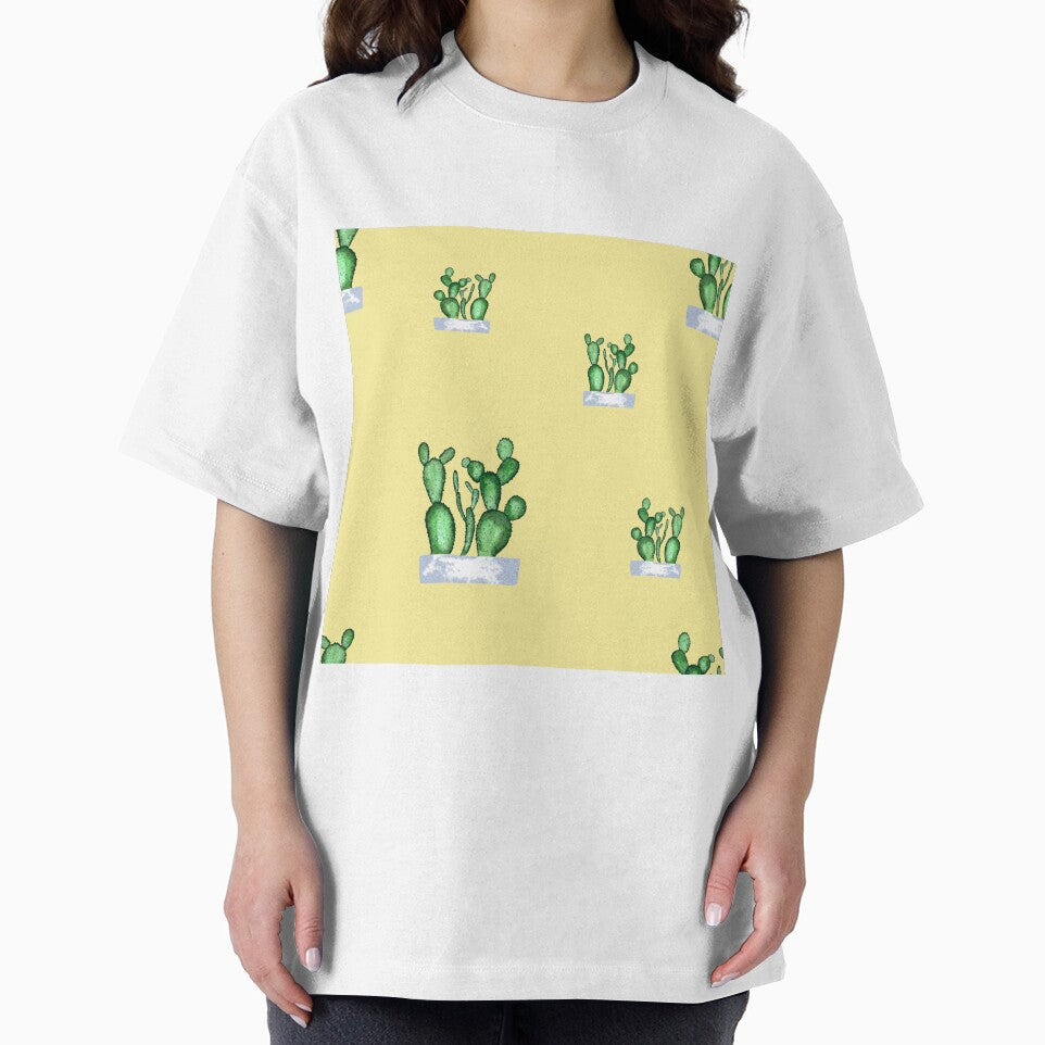 Cactus green seamless pattern a watercolor sketch yellow by Yana Mustafina | Boho Soulful Designs