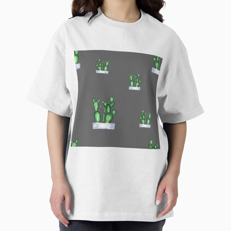Cactus green seamless pattern a watercolor sketch grey by Yana Mustafina | Boho Soulful Designs