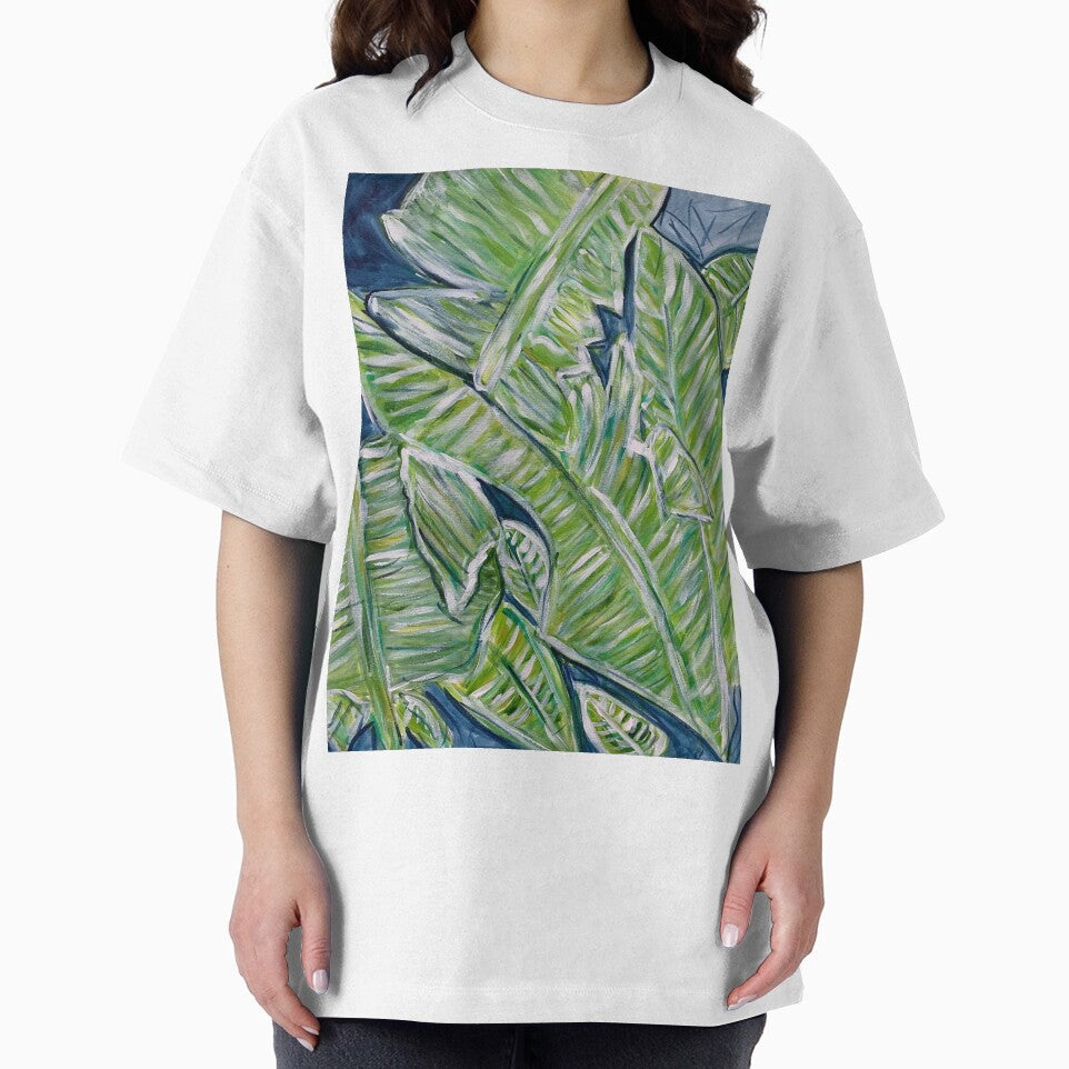 Tropical Banana Leaves Abstract Artwork by samantharedfern